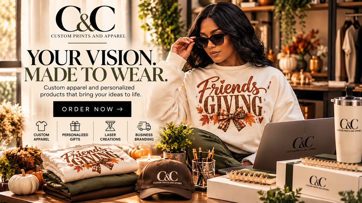C&C Custom Prints and Apparel. Your vision. Made to wear.
